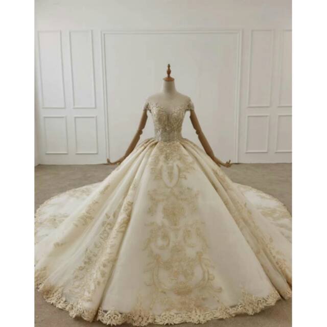Pre Order gaun pengantin ballgown baju pengantin lengan pendek wedding dress import wedding gown new