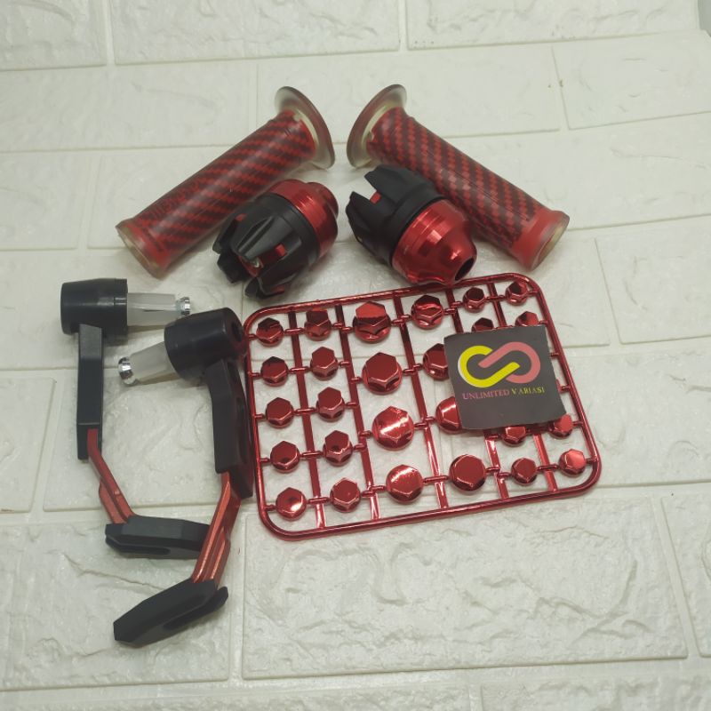 Paket Variasi Motor Handgrip Karbon + Jalu As Roda Depan + Monel Tutup Baut Probolt + Proguard Robot