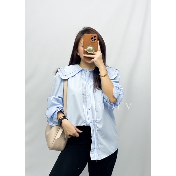 MDLV ~ BM 8618 HERMIONE PLEATED COLLAR SHIRT