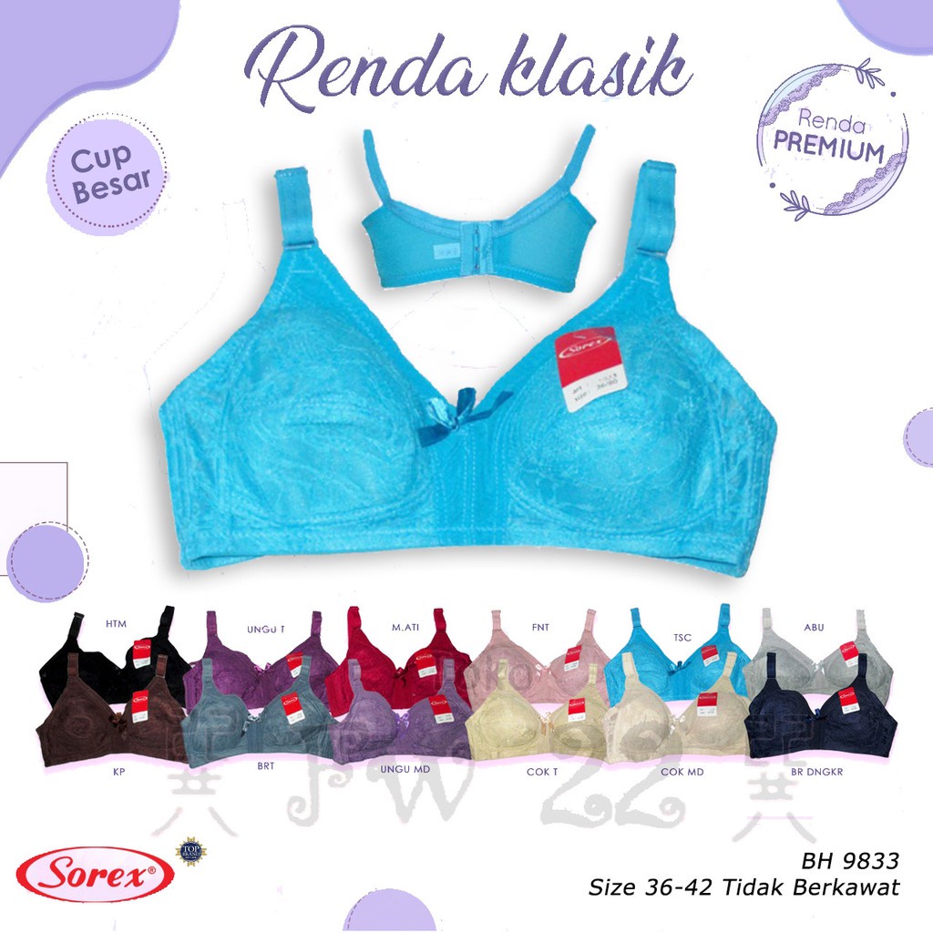 SOREX Bra BH Big Cup Jumbo Tanpa Kawat art 9833