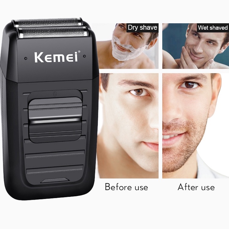 KEMEI KM-1102 Cukur Jenggot Pria Premium Elektrik Shaver Dual Blade Rechargeable KM 1102 KM1102 Kemei Rechargeable Cordless Shaver for Men Twin Blade Reciprocating Beard Razor Face Care Multifunction Strong Trimmer Kemei Electric Shaver Trimmer For men