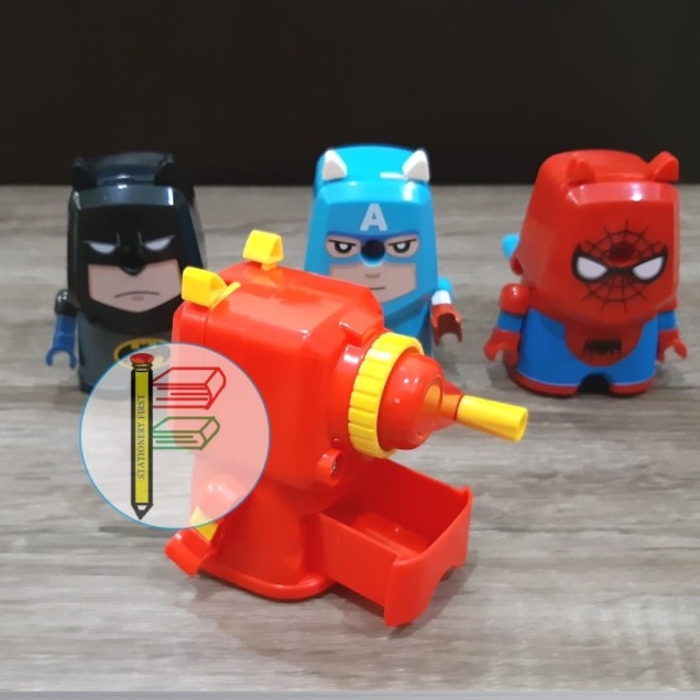 Rautan Putar Pensil Super Hero Batman IronMan Captain Americ Spiderman