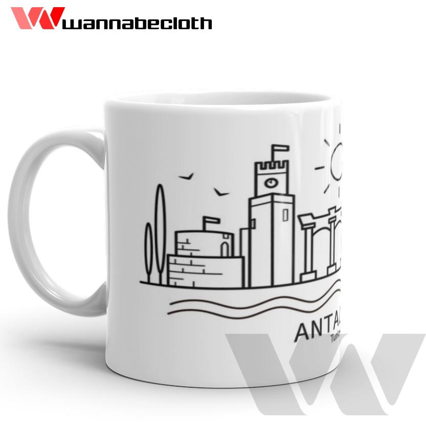 Gelas Antalya Turki Mug Antalya Turki Kado Gift Hadiah Souvenir Istanbul Turki Turkey v1