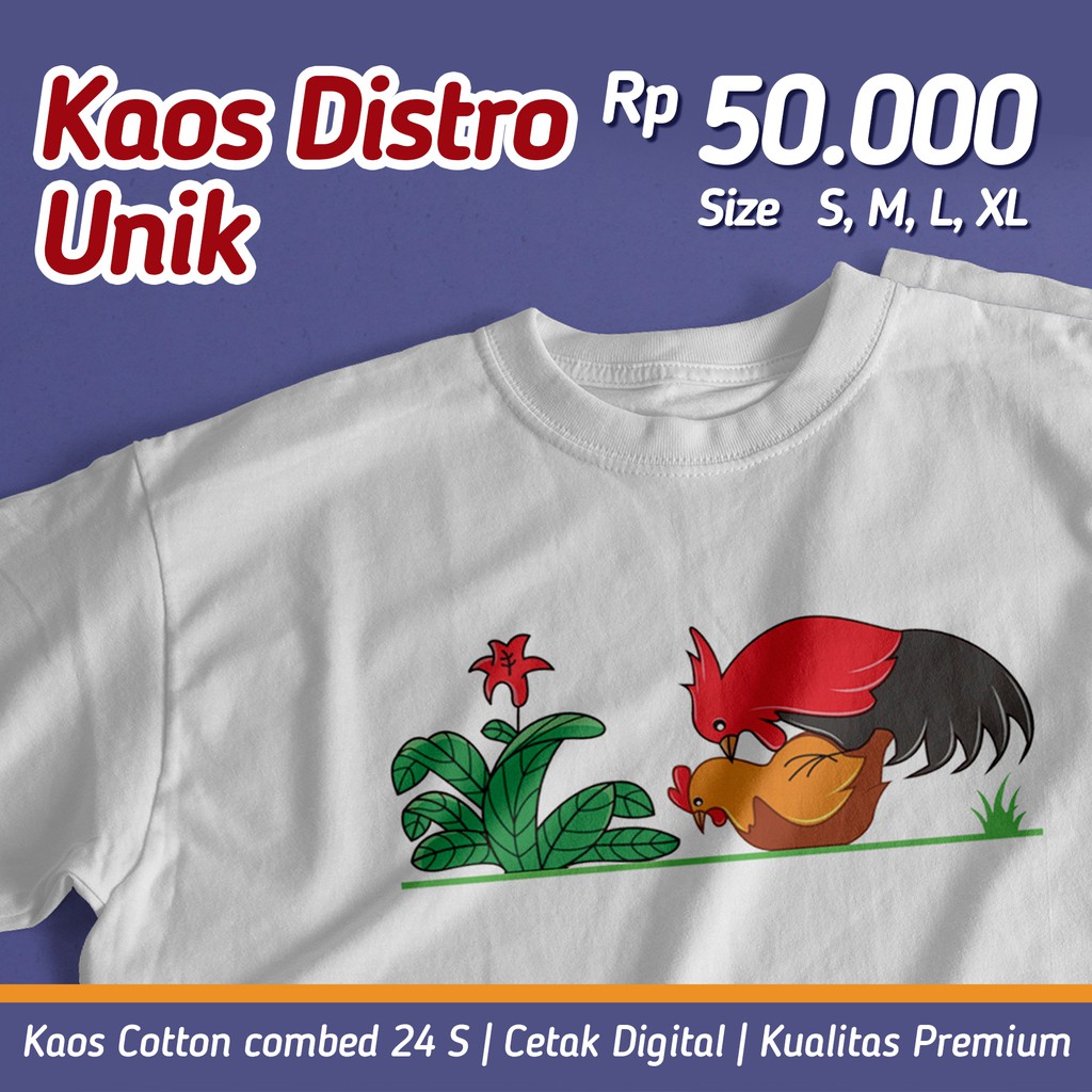 KAOS ayam mecin - BAJU Kaos mangkok ajinomoto - CUSTOM Kaos SABLON GAMBAR ayam jago