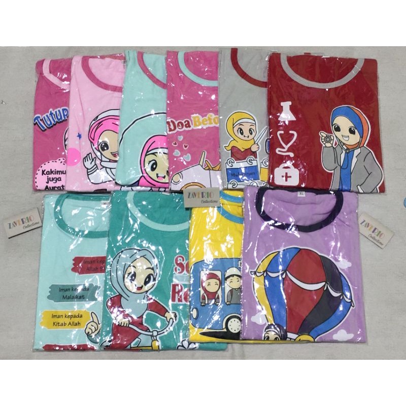 kaos raglan cewek*raglan muslimah*lengan panjang size XL