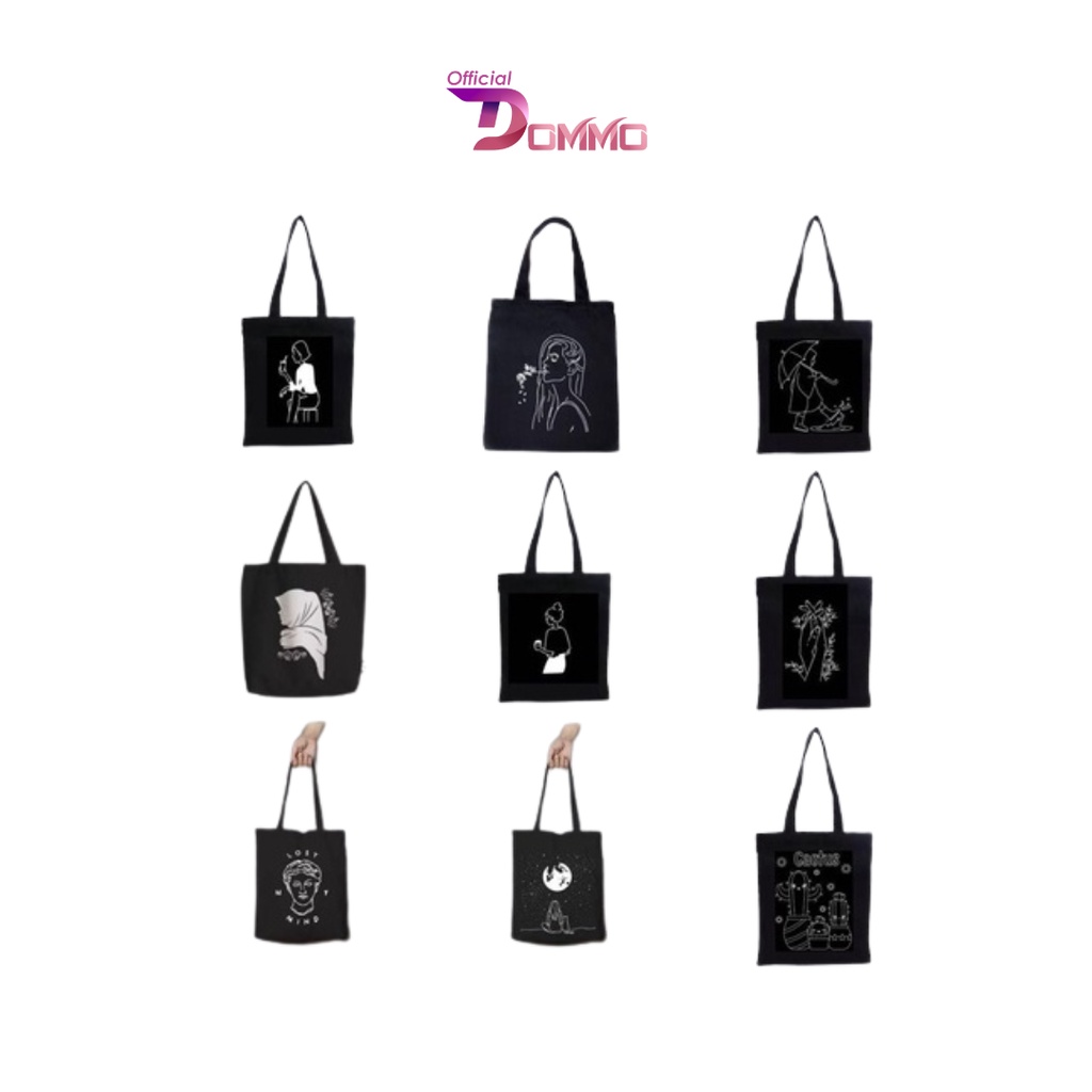 [LOKAL] DOMMO - D1514 TOTEBAG PAKAI PEREKAT Tote bag kpop murah wanita custom motif
