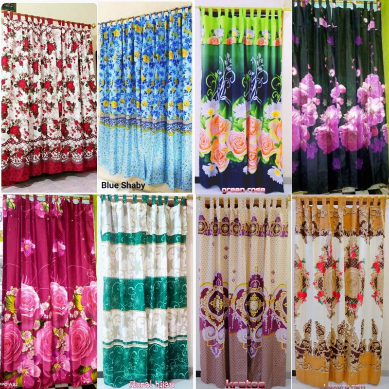gorden pintu kamar motif bunga