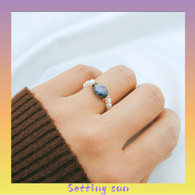 Cincin Manik-manik Mutiara Antik Cincin Batu Fashion Mewah Aksesoris Fashion Yang Simpel Dan Murah TN