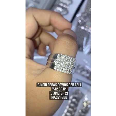 Cincin Pria Perak 925 Motif Diamond