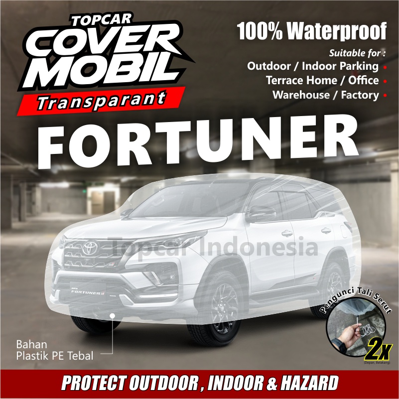 Cover Mobil Transparan Fortuner Toyota Plastik Tebal Plastik Waterproof Outdoor Indoor Part Mobil Aksesoris Exterior Selimut Pelindung Anti Air Debu Kotoran Hewan Teras Gudang Rumah