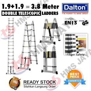 Tangga 1 9 1 9 Meter Aluminium Double Teleskopik  Tangga 3 8 Meter  Tangga Alumunium Telescopic  Ta