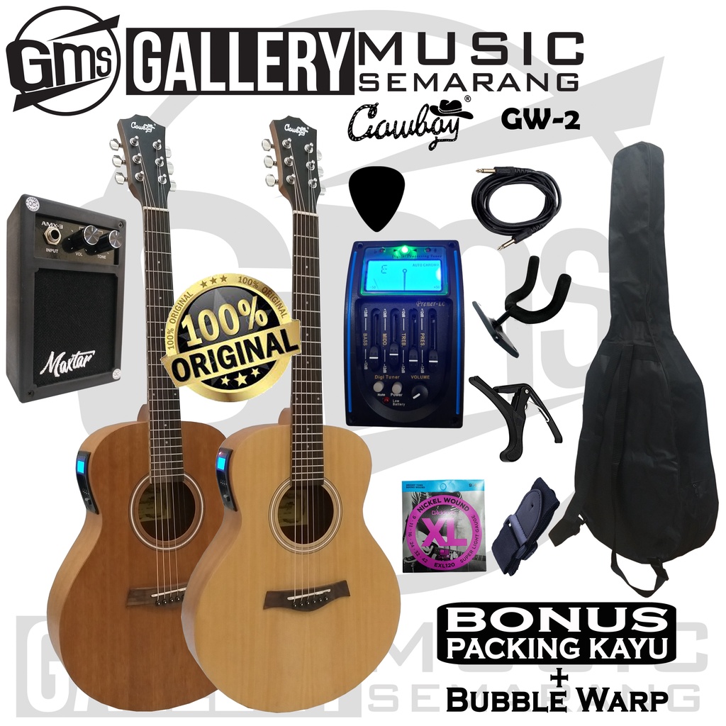 ORIGINAL!!! Gitar Akustik Elektrik Import Merk Cowboy GW-2 NA GW 2NS Equalizer Tuner LC Prener