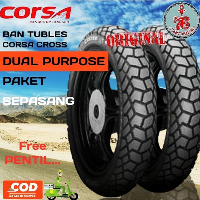 PAKET BAN TUBLES  CORSA CROSS S (80/90+90/90.14)(80/90.14+100/80.14)(80/90.14+110/80.14)(90/80.14 + 100/80.14)(90/80.14+110/80.14)(90/90.14+100/80)(90/90.14+110/80.14)FREE PENTIL