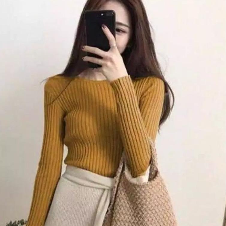 Model terkini VI839 Atasan rajut wanita tangan panjang/Sweater rajut wanita/Kaos rajut wanita 2021/r