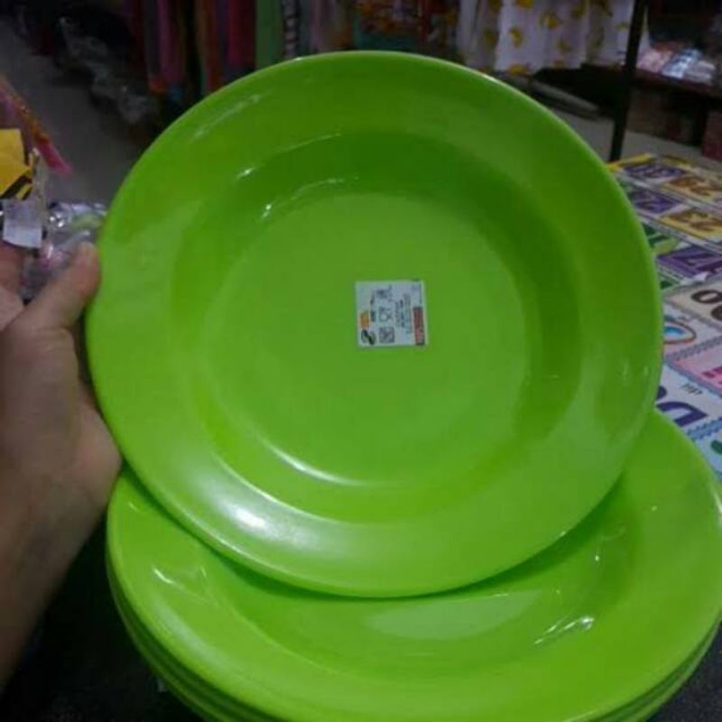 6 PCS Piring Makan Bahan Melamin Hijau Original