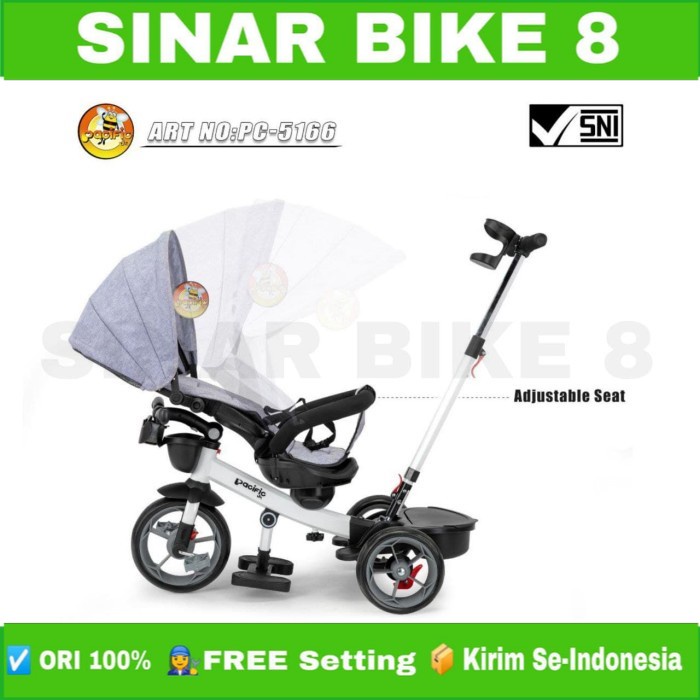 Sepeda Anak Roda Tiga PACIFIC PC 5166 Kursi Bisa di Putar Kanopi Tricycle Anak