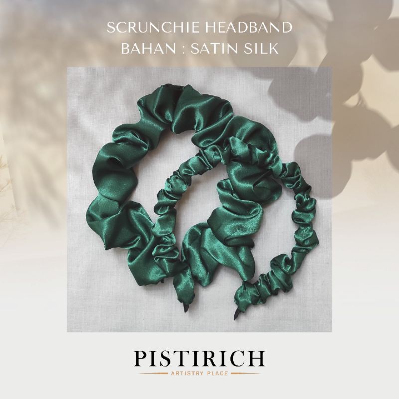 Bando Christmas Natal hijau scrunchie / Bando kerut / Scrunchie headband /Bando scrunchie model kore