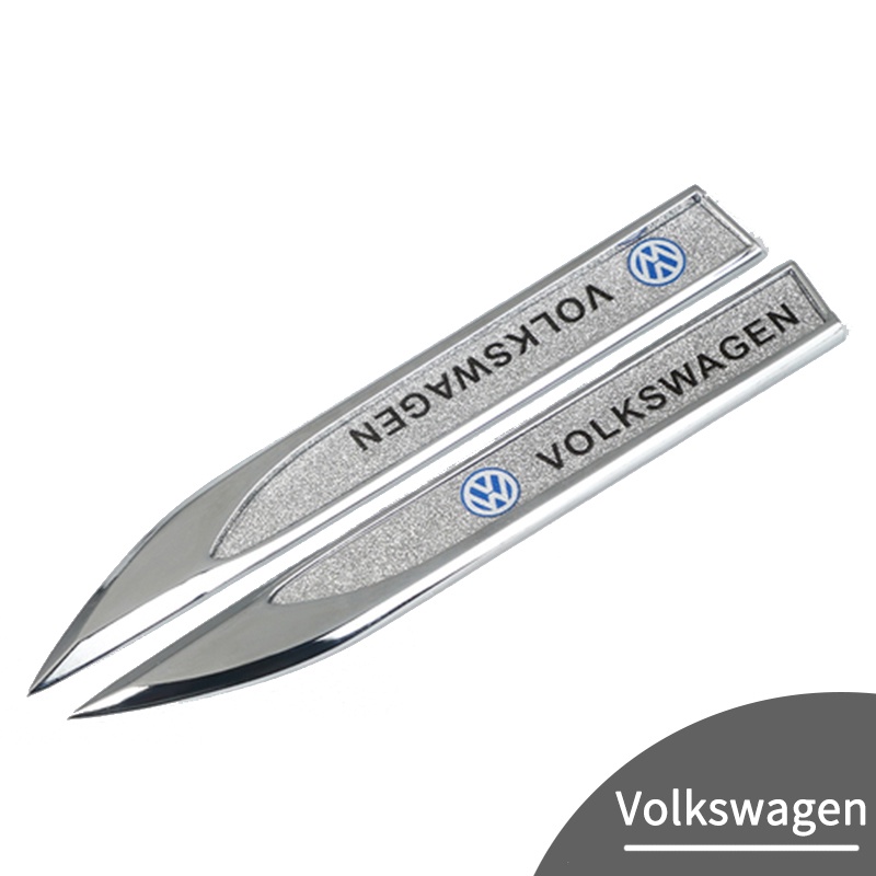 2pcs Stiker Logo Volkswagen Bahan Metal Aksen Berlian Imitasi Untuk Dekorasi GTI Polo Fox GOL Up Golf Beetle Santana Tiguan