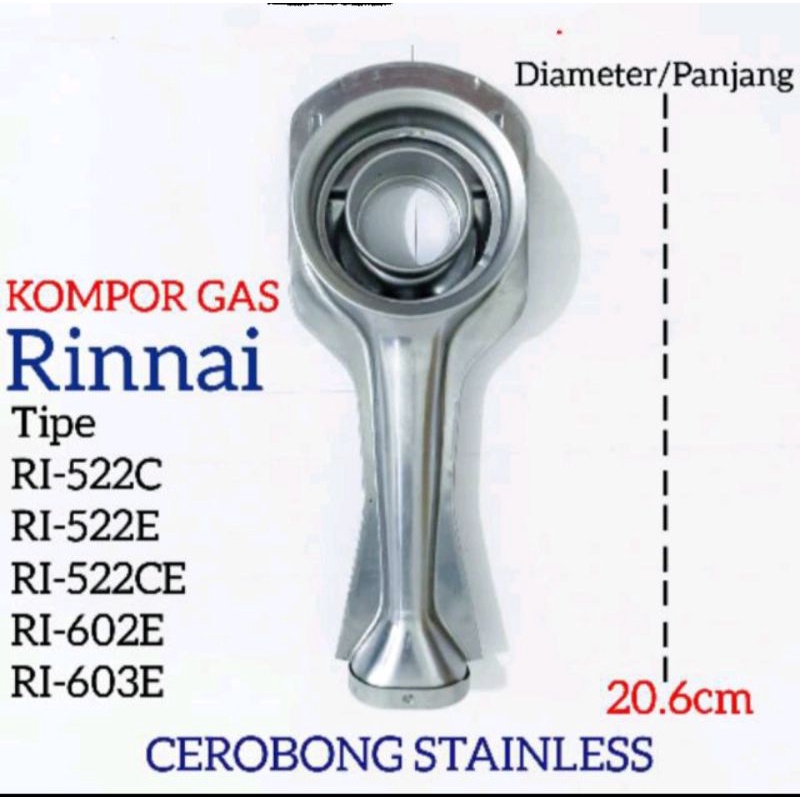 leher pipa kompor gas rinnai Cerobong stainless /Cangklong leher burner rinnai untuk rinnai