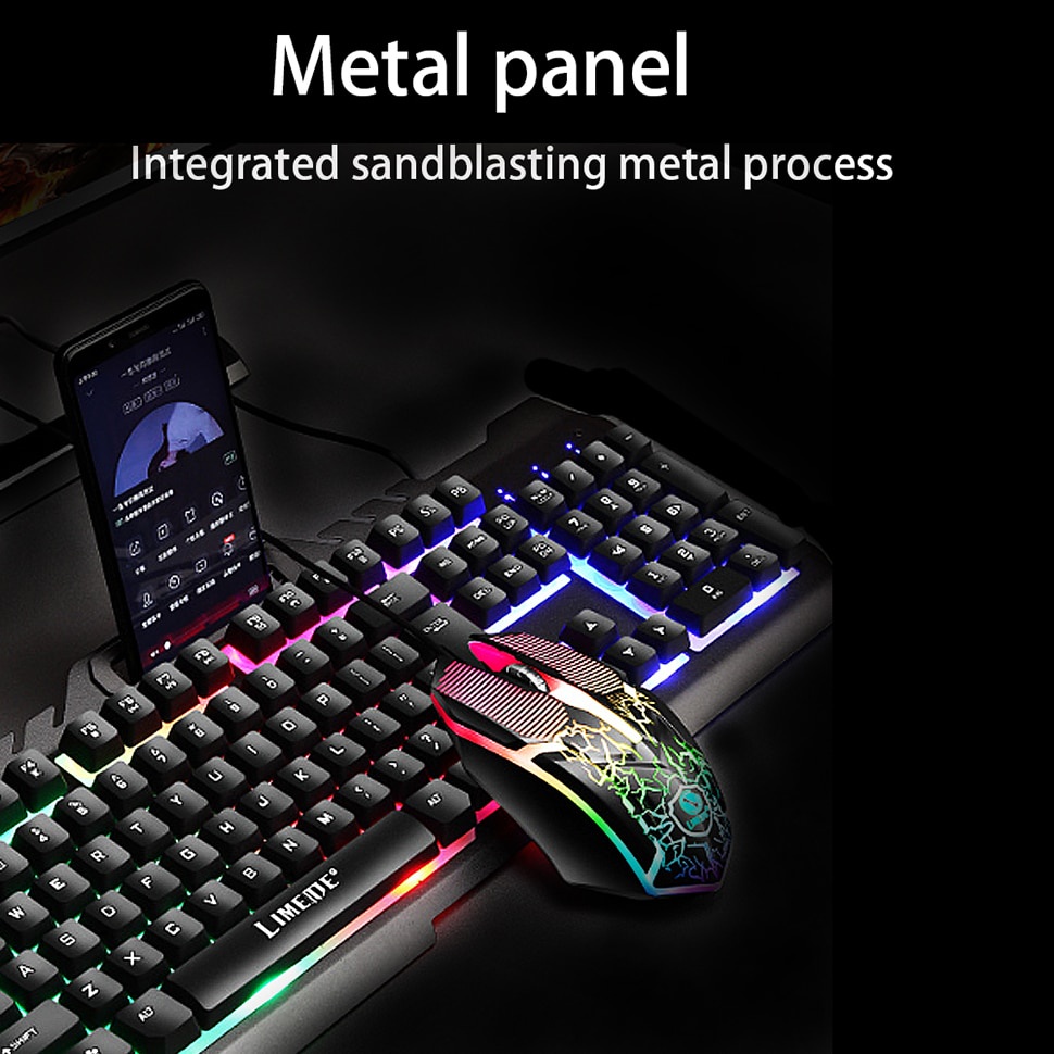 Keyboard Gaming Kombo RGB  Mouse + Holder Smartphone LIMEIDE