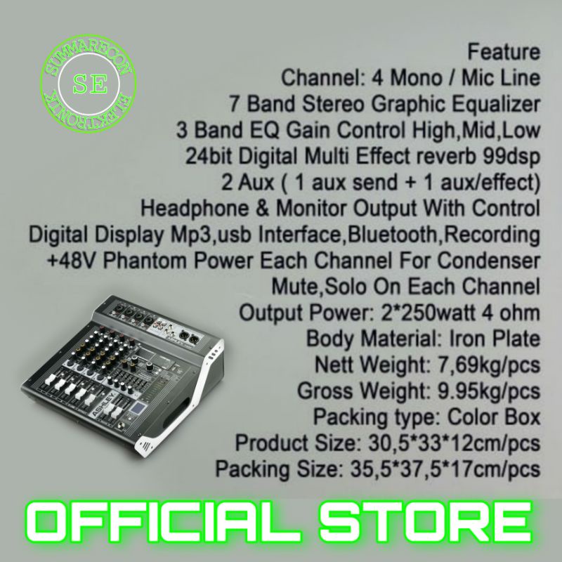 power mixer 4 channel original ashley t400 usb bluetooth mp3