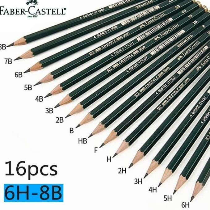 

PENSIL KAYU FABER CASTELL 6H 5H 4H 3H 2H H HB F B 2B 3B 4B 5B 6B 7B 8B