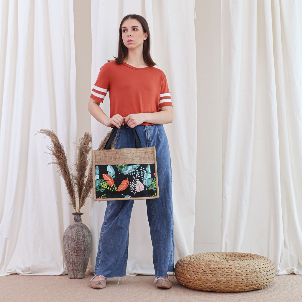 Tas Tote Bag Totebag Kain Goni T226 Belanja Kerja Wanita Cewek Custom