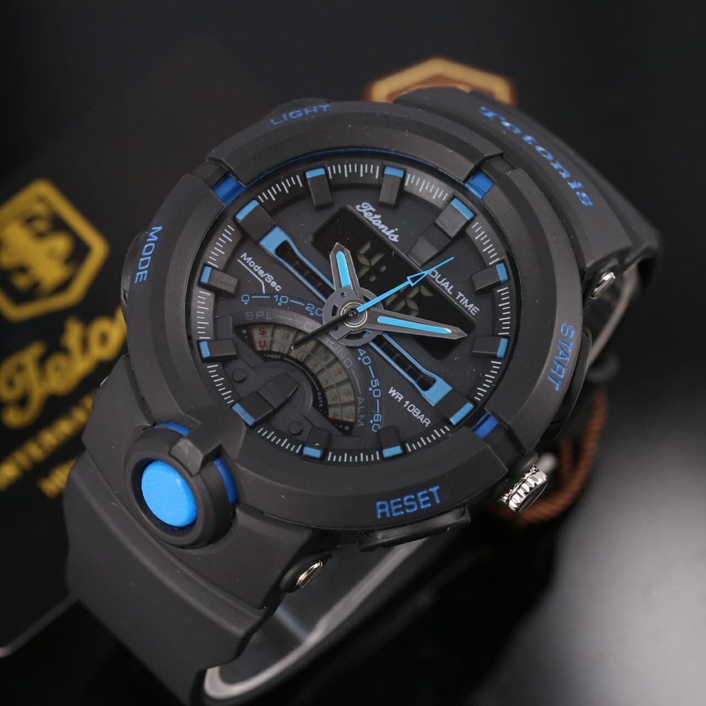 Jam tangan Tetonis original tali karet rubber sporty anti air sport pria laki garansi 1 tahun