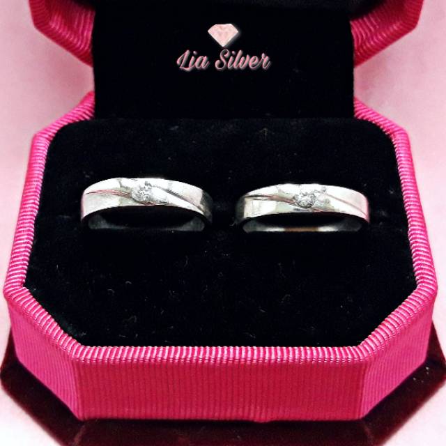 Cincin Ring Couple SILVER 925 - Perak Lapis Emas Putih