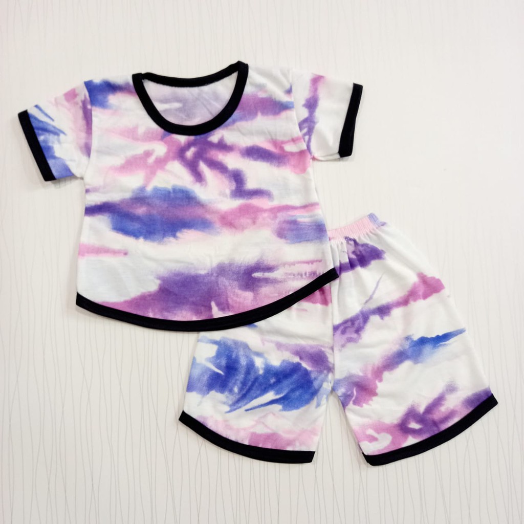 setelan pakaian anak usia 0-12 bulan tie dye