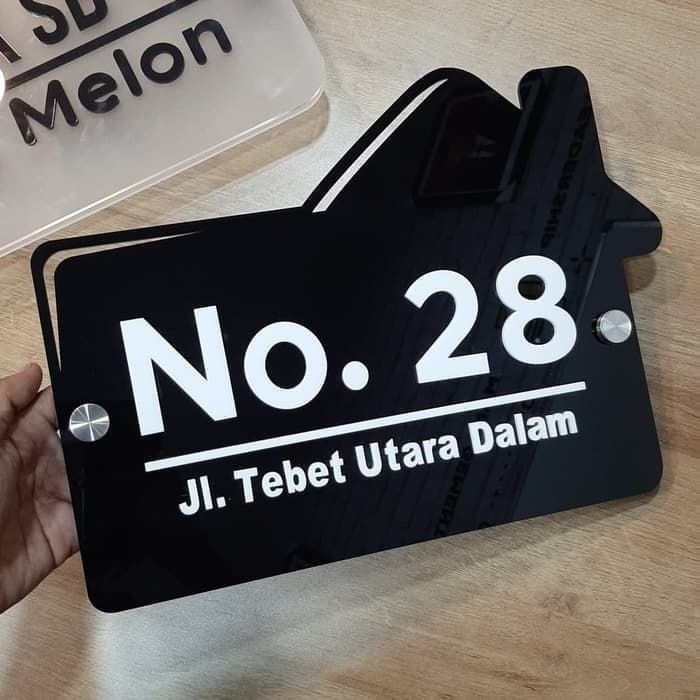 Papan Acrylic  ALAMAT nomor rumah TIMBUL 3D Tulisan Gold