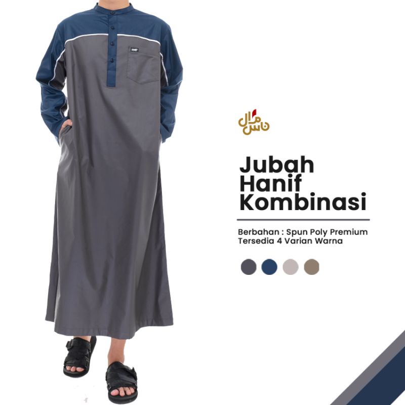 Jubah Pria Dewasa Lengan Panjang Kombinasi Premium Hanif