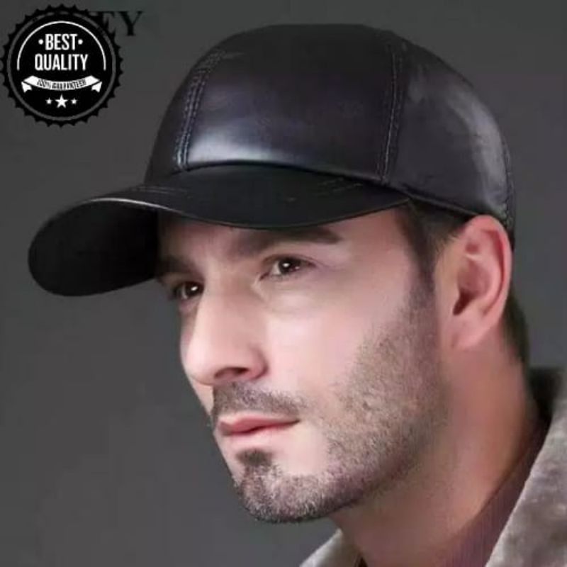TOPI BASEBALL PRIA KULIT ASLI MODEL POLOS/TOPI MOTOR TOPI BASEBALL