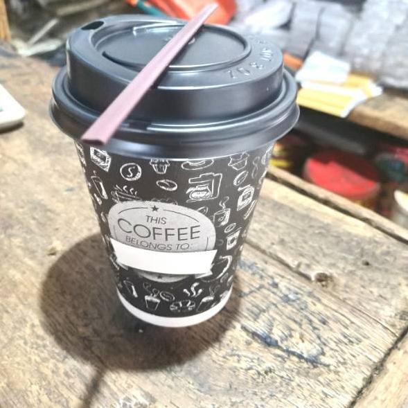 In Stock! Paper Cup kopi + tutup + sedotan kopi / cup kopi / gelas kertas /gelas kopi