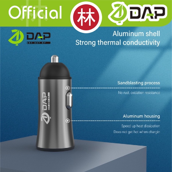 DAP D-CC2N Car Charger Dual Port USB 2.4A With Cable Micro USB New D-CC2