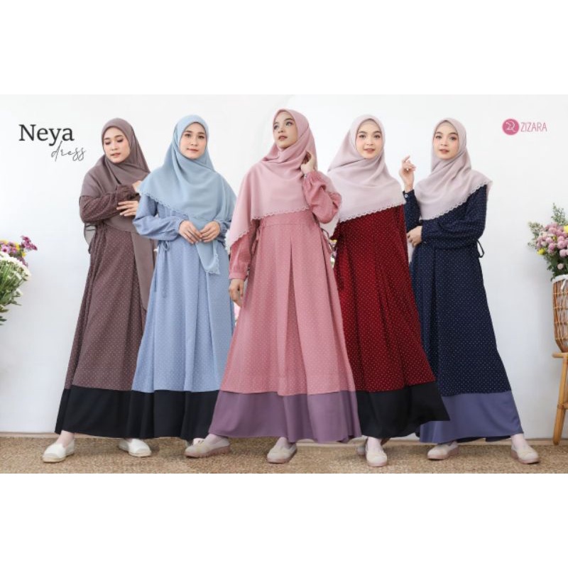 ZIZARA - NEYA DRESS ORIGINAL BY ZIZARA- BAHAN WOLLPEACH/MOTIF POLKADOT/GAMIS BUSUI/DRESS ZIZARA