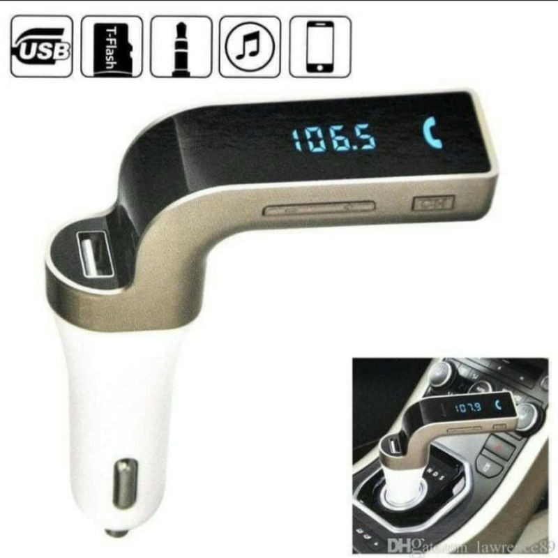 CAR G7 MODULATOR FM TRANSMITTER BLUETOOTH CHARGER MOBIL AUX MP3 USB LCD