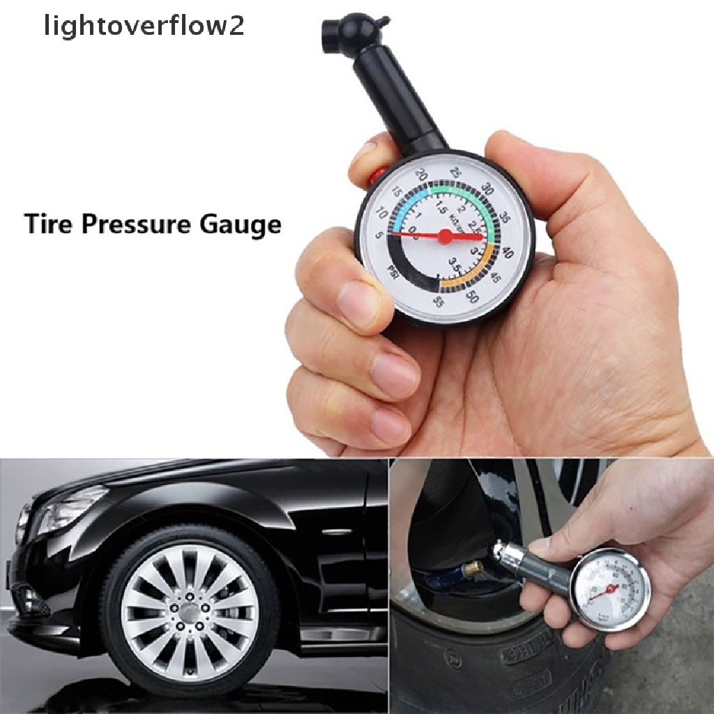 (lightoverflow2) Alat Pengukur Tekanan Ban Motor / Mobil 0-50psi