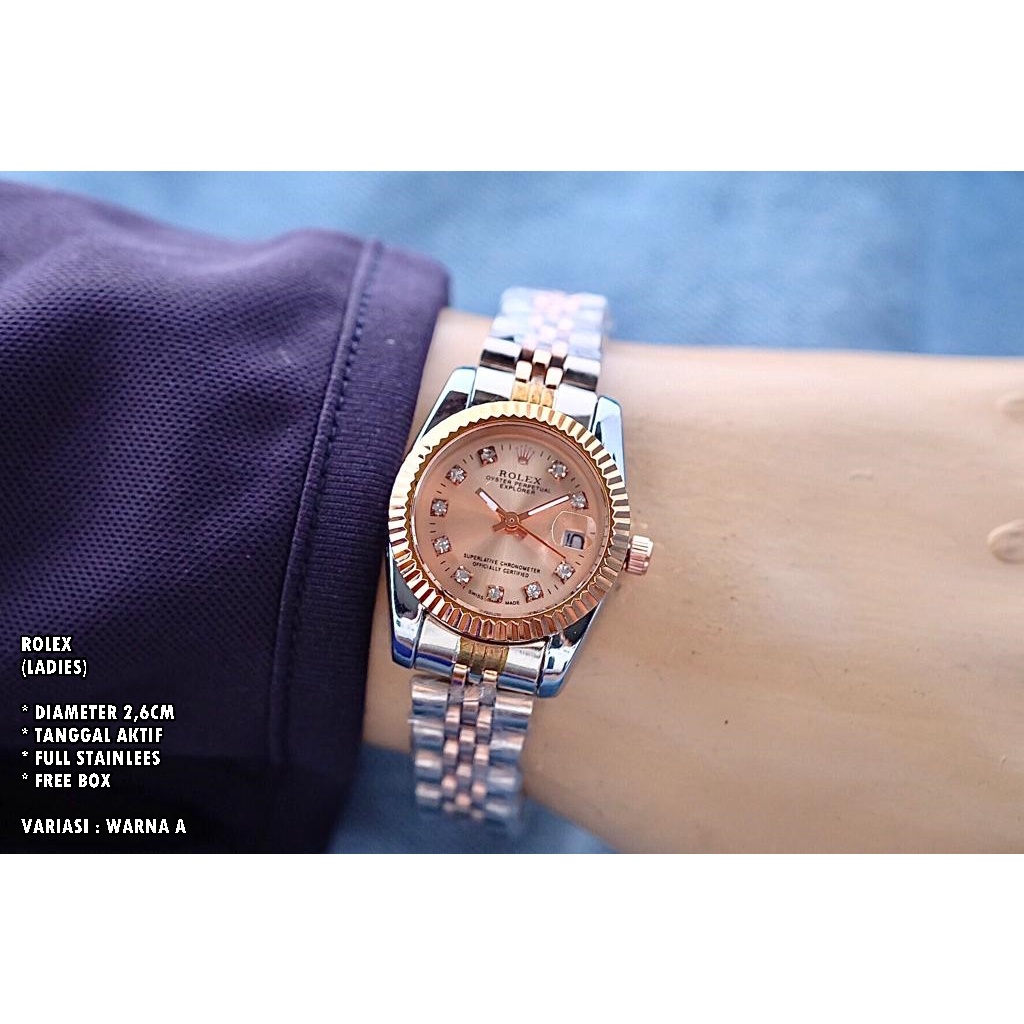 JAM TANGAN WANITA FASHION RANTAI BODY BULAT DIAMOND TANGGAL AKTIF