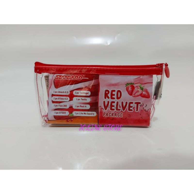 

Paket Alat Tulis Standard Red Velvet Series - Tempat Alat Tulis Set - Pulpen Set - Pencil Case Set