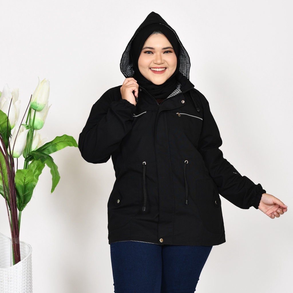 Jaket Parka Wanita Jumbo Tebal Musim Dingin Bahan Baby Kanvas Premium