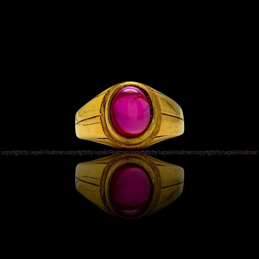 [Bayar di Tempat] Cincin Pria Batu Ruby Siam Bangkok Ring Titanium Anti Karat