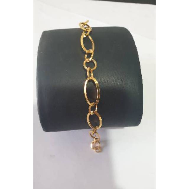 Gelang emas asli kadar 875 model mocca oval bulat