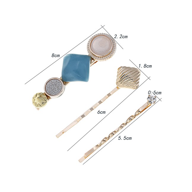 LRC Anting Tusuk Fashion Gold Alloy Pearl Hairpin Combination F57360