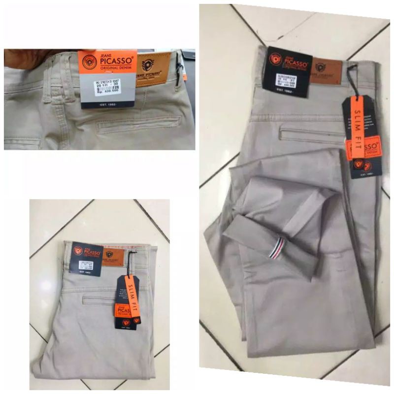 CELANA KANVAS PICASSO | BAHAN KANVAS STRETCH | CELANA SLIM FIT | CELANA PANJANG PRIA | SIZE 28-38