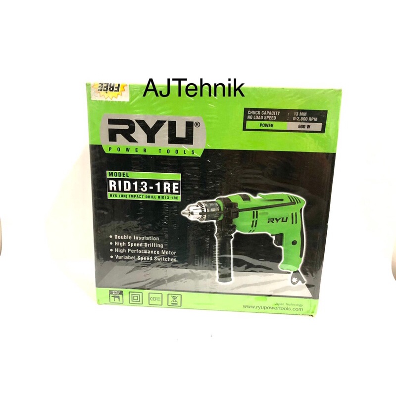RYU Mesin Bor Tangan 13mm / Mesin Bor Tembok Tekiro RYU RID13-1RE