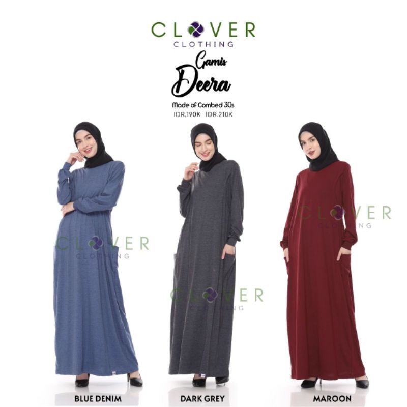 baju gamis kaos cotton combed polos wanita muslim dress kasual deera clv