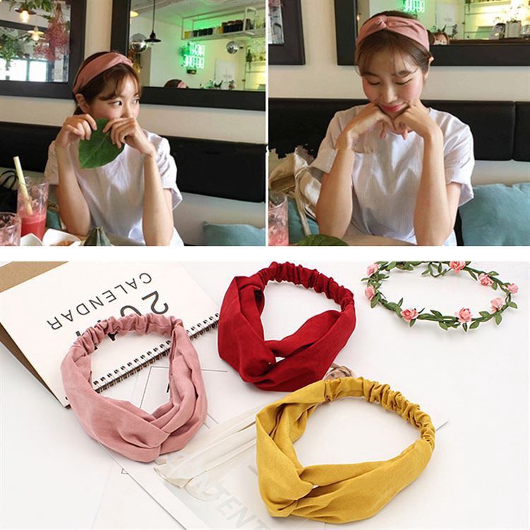 DF VZ044 Bando Polos Wanita Premium Bandana Simpul Twist Elastis Untuk Wanita