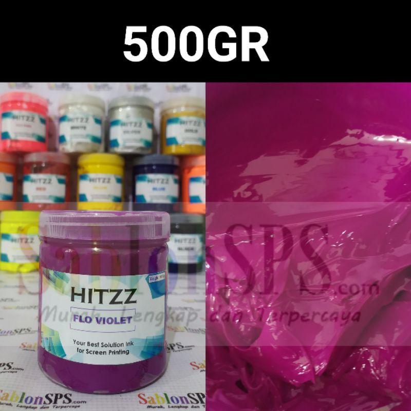 TINTA PLASTISOL VIOLET FLUORECENT UNGU STABILO DISTRO CLOTHING 500GR HITZZ