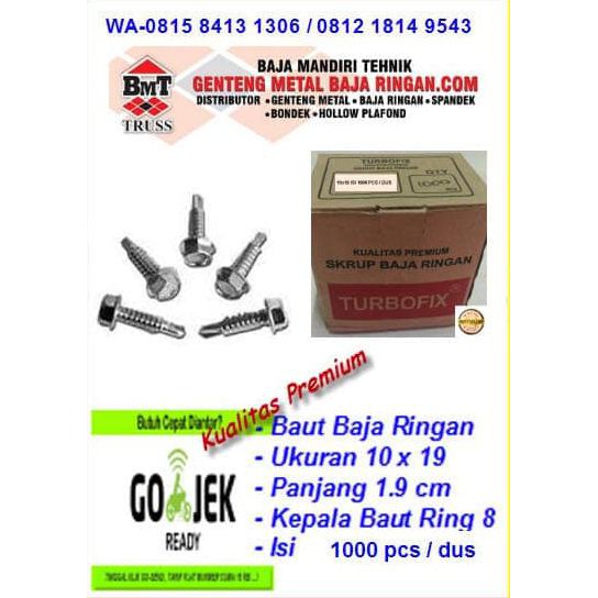 BISA COD SDS Screw baja ringan / skrup baja ringan 10x19 Turbofix TERBARU Kode